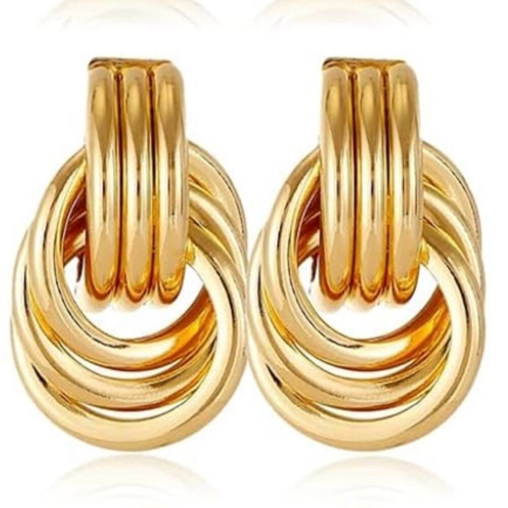 Gold Knot Earrings 14k gold plated